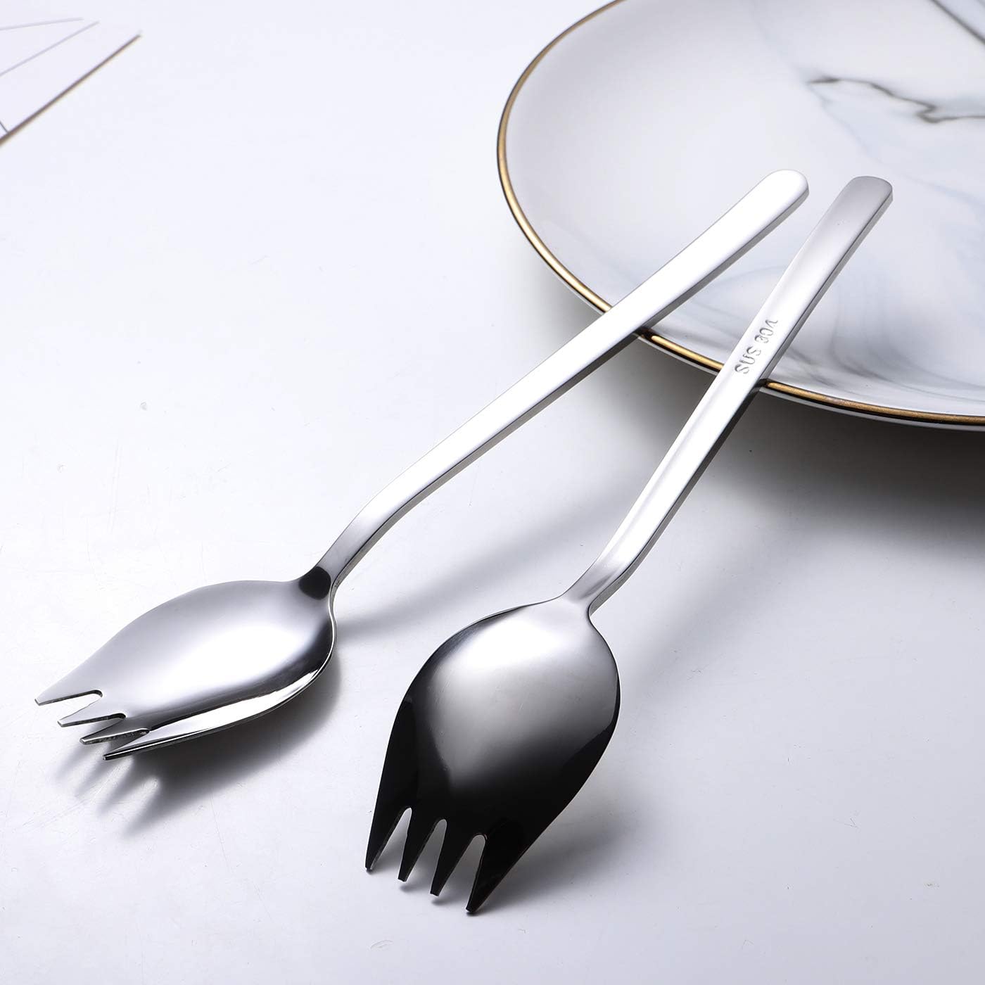 Sporks Salad Forks 6-Pack 18/10 Stainless Steel by IRONX (6p sporks)