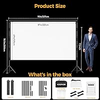 Vista 6 de Outdoor Projector Screen and Stand: VOOPVOR 100 inch Portable Projector Screen Indoor - Upgraded Movie Screen 16:9 4K HD - Wrinkle-Free Lightweight