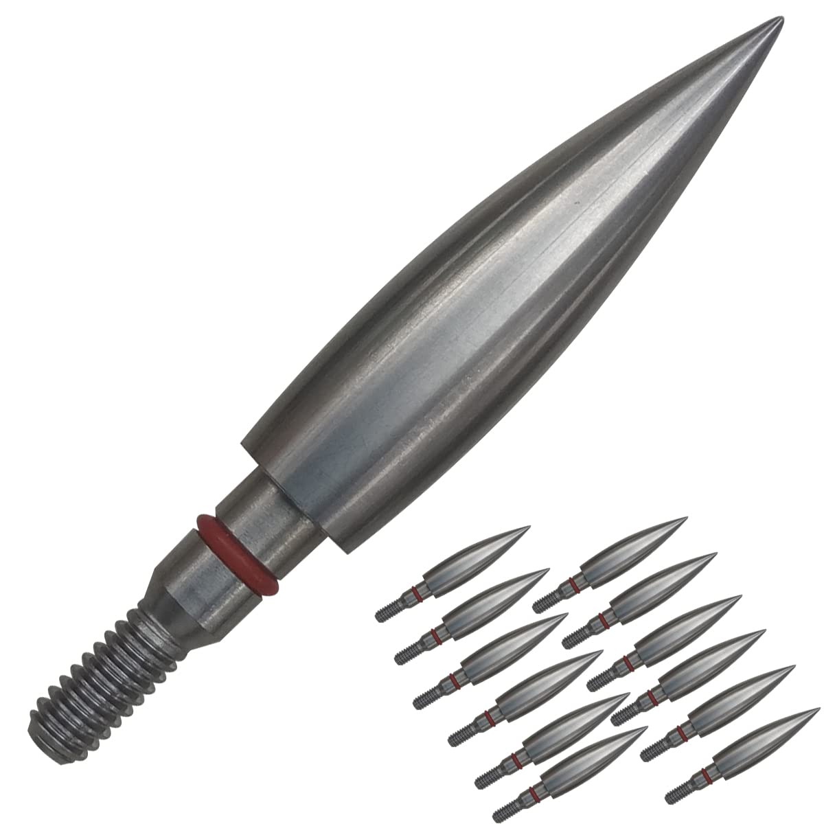 Stainless Steel Archery Field Points,9/32? 19/64? 5/16? 11/32? Diameter 100/125/150/175/200/250/300 Grains,Screw in Archery Field Tips(1 Dozen 12PCS) (5/16?-200grains)