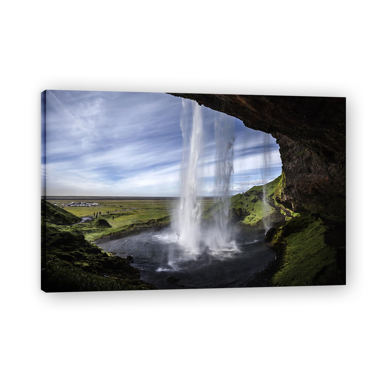 VHdfgTY Inside The WaterfallMinimalist Mountain Landscape Wall Art Canvas Nature Print Modern Decor 30x45cm Framed