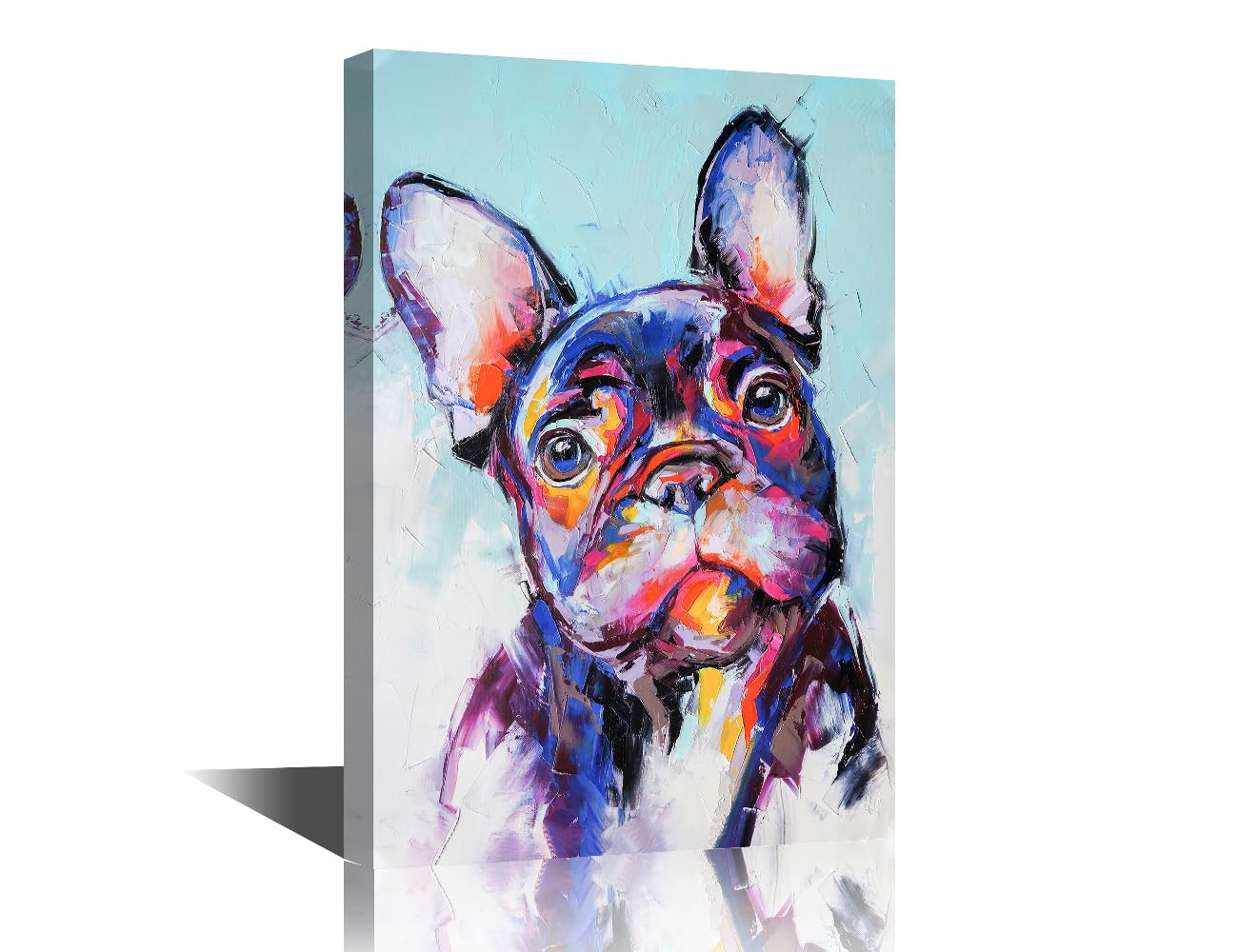 TISHIRON French Bulldog Dog Canvas Art Prints for Wall, Living Room, Bedroom, Bathroom (18x12in Framed) โ image 1