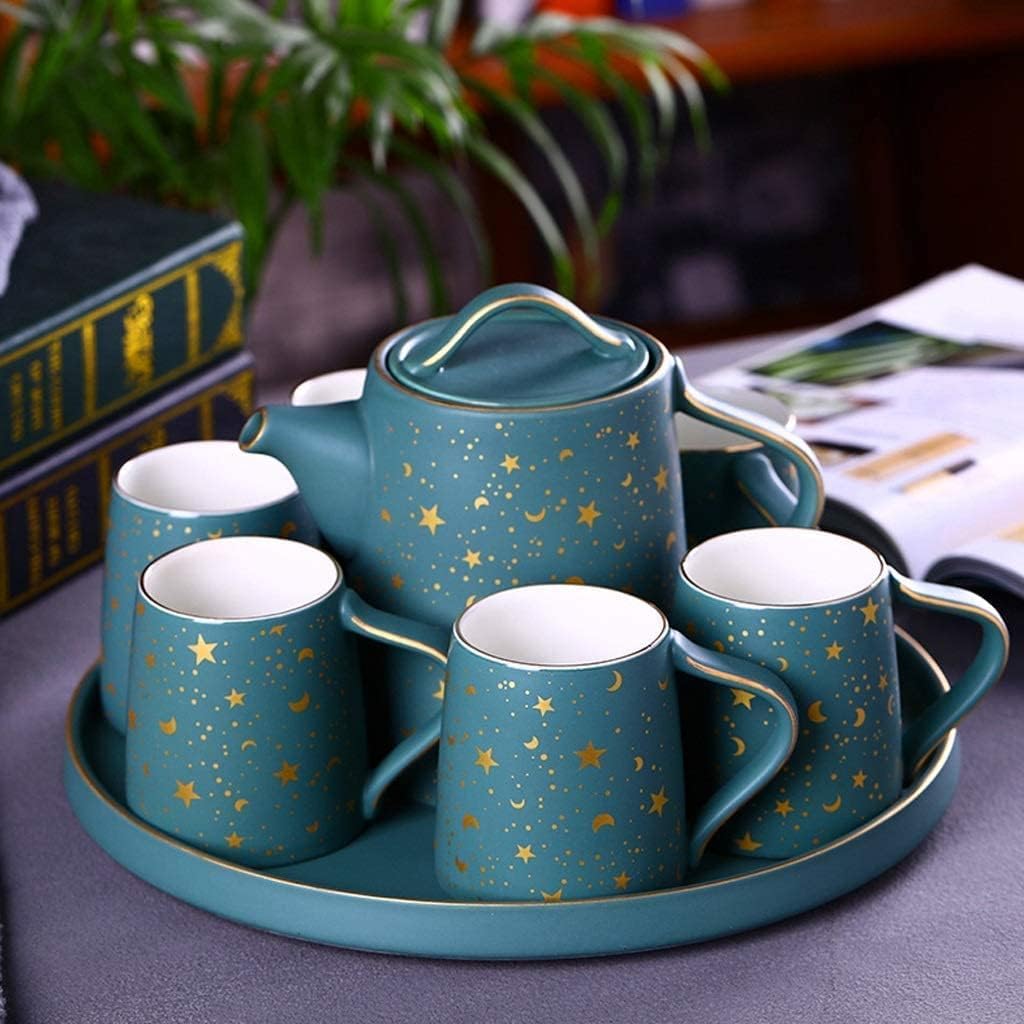 Juego De Té De 8 Piezas para 6 Personas, Lujoso Juego De Tazas De Café De Estilo Inglés con Bandeja, Precioso Juego De Porcelana para Decorar El Salón, Juego para 8 Piece Set