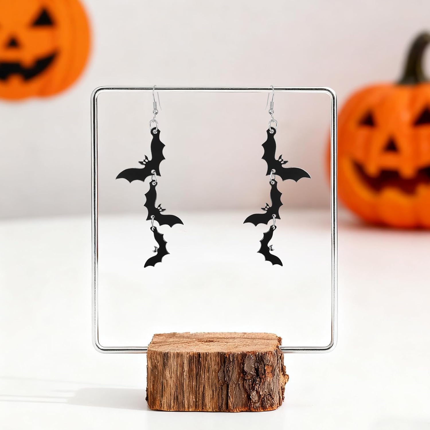 Halloween Earrings Set - 6 Styles Spooky Dangle Earrings for Women (Bat, Spider, Skull, Ghost, Pumpkin & Flame Designs) - Asymmetric Acrylic Gothic Costume Jewelry with Gift Box - Fun Trick or Treat Party Accessories - Image 7