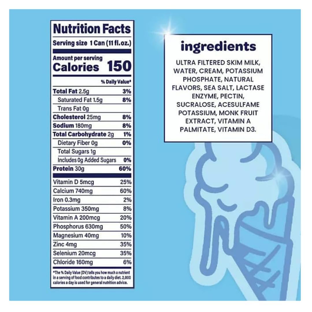 Nurri Ultra-Filtered Vanilla Milk Shake, 30g Protein, 1g Sugar, 150 Calories, 10 Vitamins and Minerals, 11 Fl Oz Can, 12 Pack