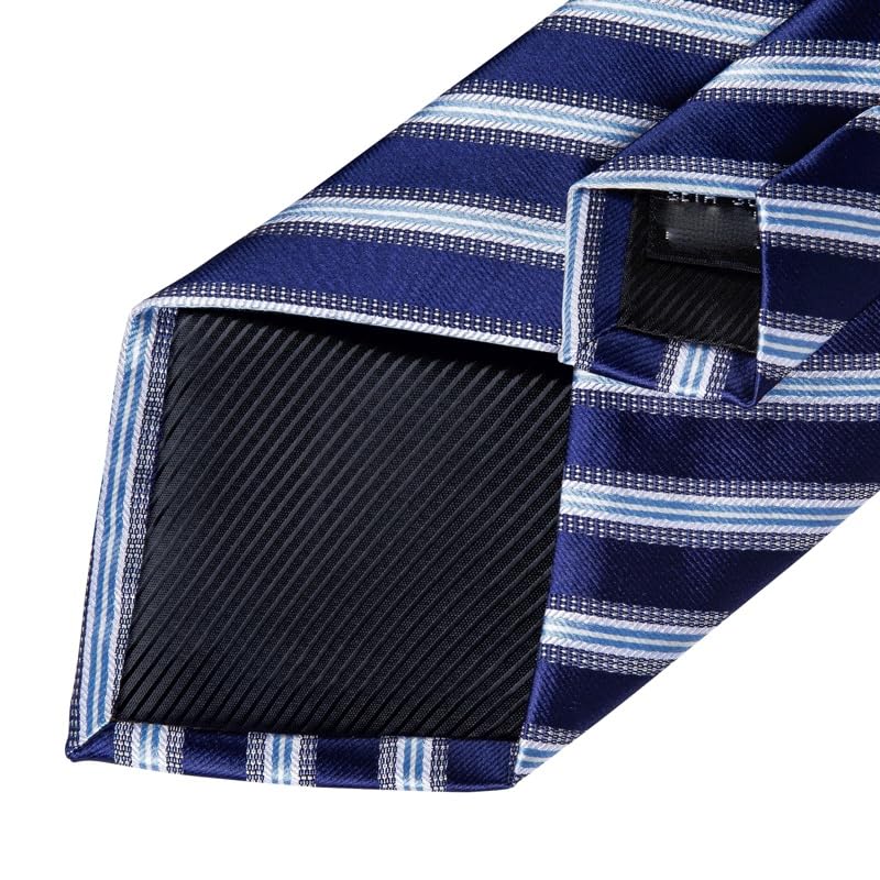 Set de corbata de seda para hombre 8cm a rayas miniatura 5