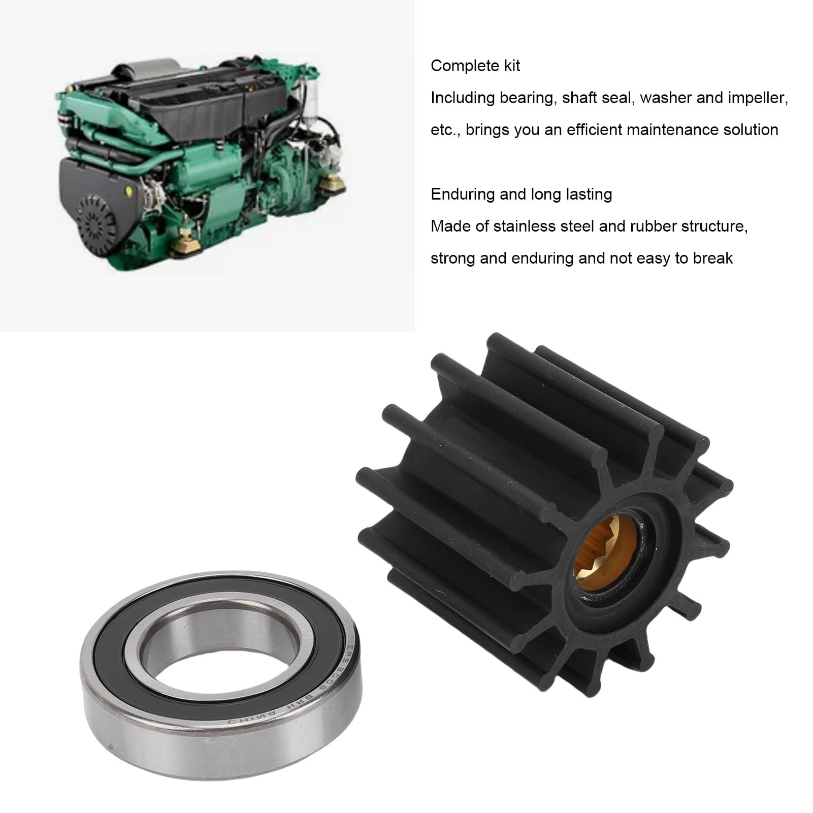 Kit de turbine marine en acier inoxydable haute résistance pour moteurs hors-bord