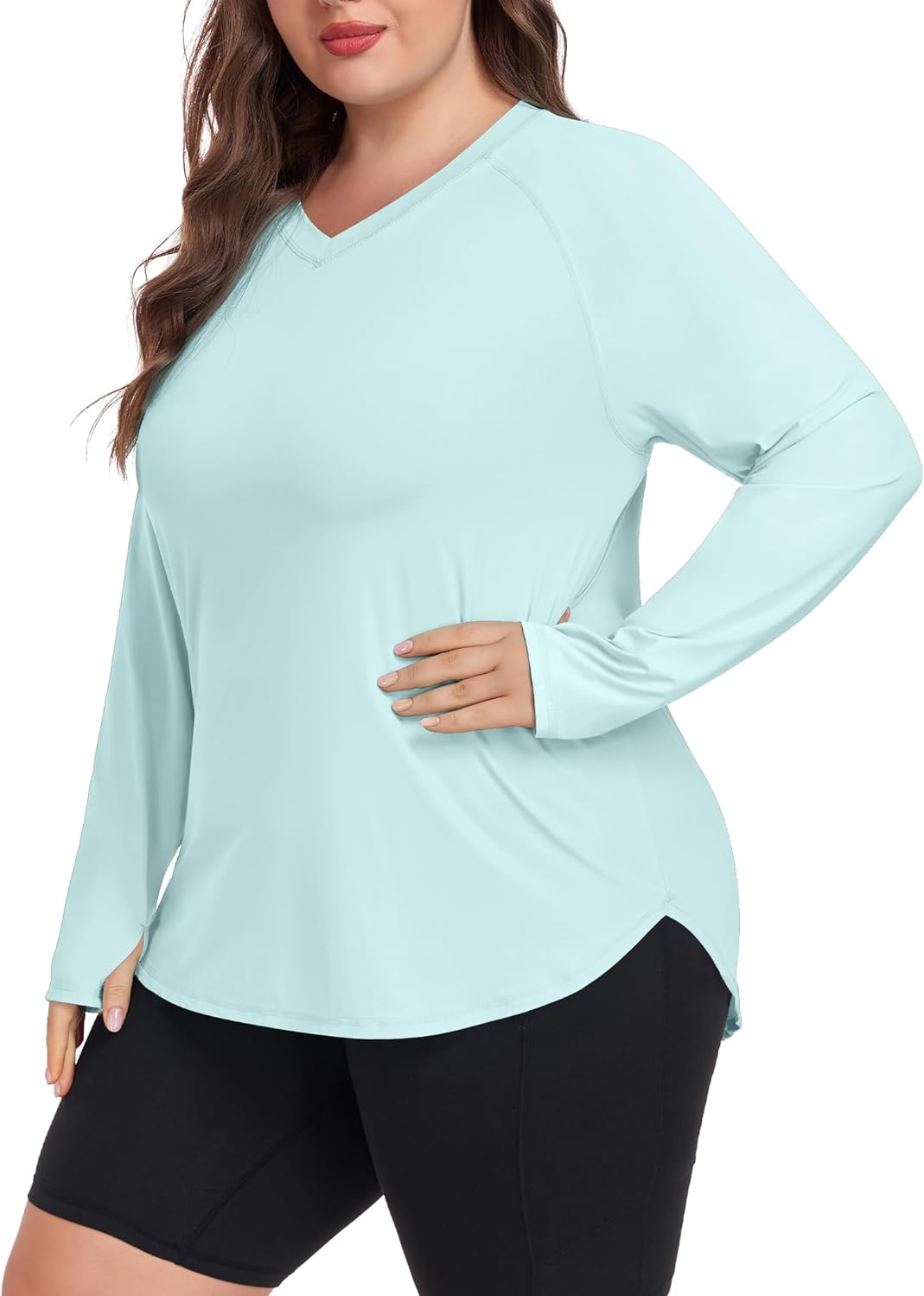 FOREYOND Women's Plus Size UPF 50+ Sun Shirts Long Sleeve UV Protection Rash Guard Quick Dry Swim Tops Fishing Shirts