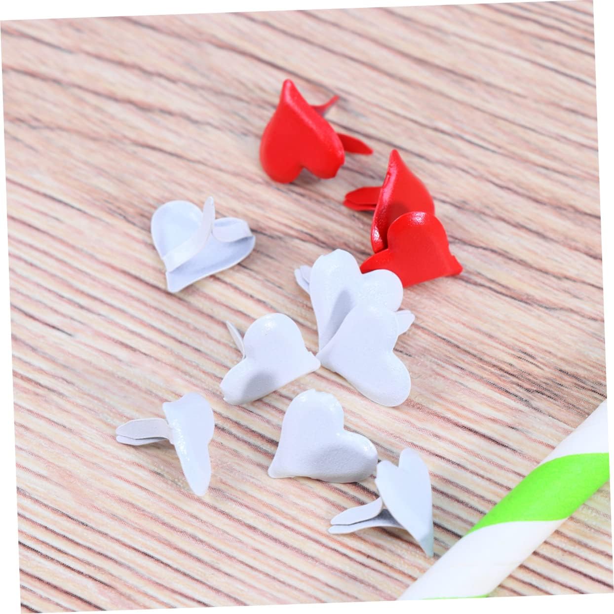 Tofficu Colorful Heart Shape Two-Legged Nails Mini Brads for Crafts Scrapbooking and Decoration Easy to Use Mixed Colors for