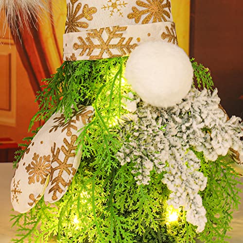Mini Tabletop Christmas Tree With Lights - 18" Small White Artificial Gnome Christmas Trees With Snow For Christmas Decor, Holiday Gnome Christmas Decorations Indoor For Xmas Office Desk #TOP6