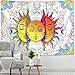 Soleil Lune Mandala Tapisserie Tenture Murale Sorcellerie Tapisserie Hippie Tapisserie Tapisserie Psychédélique Tissu suspendu A2 130x150cm