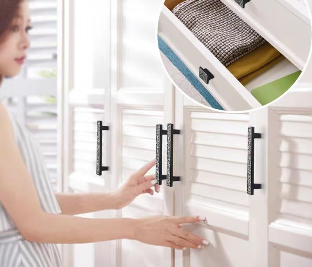 Tirador para cajón de puerta de armario de cocina Tiradores de cajón con diseño de lentejuelas for muebles, pomos modernos for tocador, muebles, cocina, armarios, pomos for puerta, 2 unidades(128MM)
