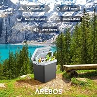 Arebos 25 Liter Kühlbox | Zum Kühlen und Warmhalten | Mini Kühlschrank | Thermoelektrische Kühlbox Mit ECO Modus | 12/230 V für Auto und Steckdose | Anthrazit – Ansicht 2