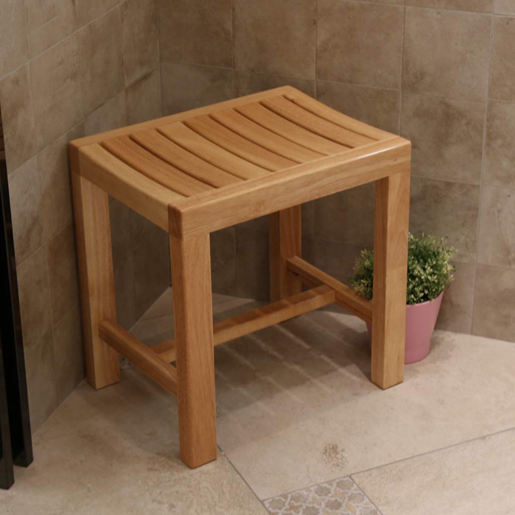 NMDCDH Silla de Ducha para bañera, Banco de Asiento de baño de bambú Impermeable, Taburete de Esquina de Madera para baño Interior o Exterior, Ayuda de Seguridad, Independencia y estabili