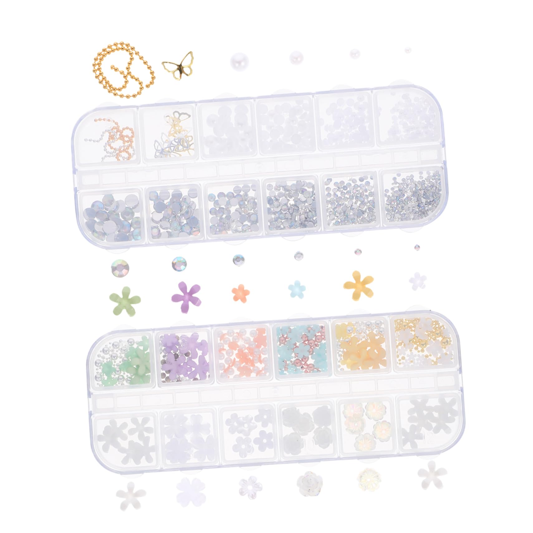 FOMIYES 3D Pearl Chain Nail Charms Set for Women Manicure Decorations Nail Art Jewelry Christmas Wedding Party Accessory