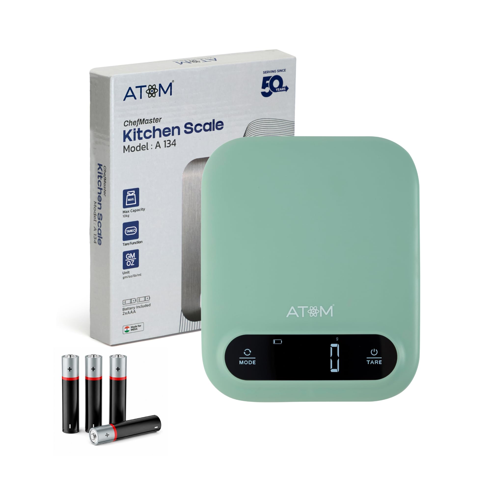 Atom A138 Digital Kitchen Scale for Home (Green, 5 Kg) | Weight Scale for Food & Kitchen Weighing Machine | 1 g Accuracy with Tare, Multiple Weighing Modes & Overload Indicator, LCD Display-image-36