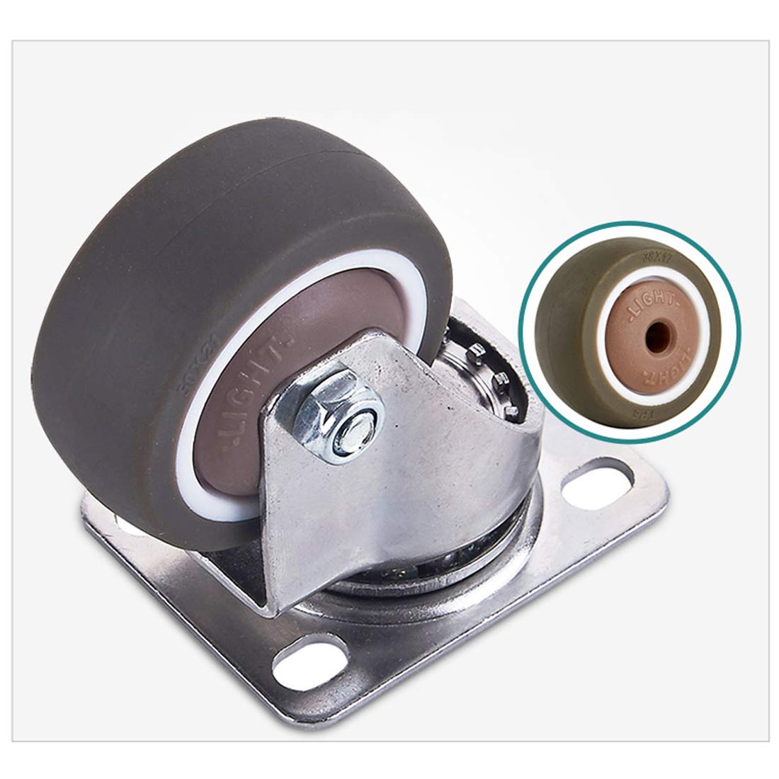 Kółka Gumowe kółka obrotowe TPE, wytrzymałe, ze śrubami, 1 cal i,5 cala, opakowanie 4 szt(Brake+universal,38mm/1.5in)