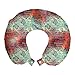 ABAKUHAUS Ethnisch Reisekissen Nackenstütze, Grunge Paisley, Schaumstoff Reiseartikel für Flugzeug und Auto, 30x30 cm, Türkis Orange Schwarz