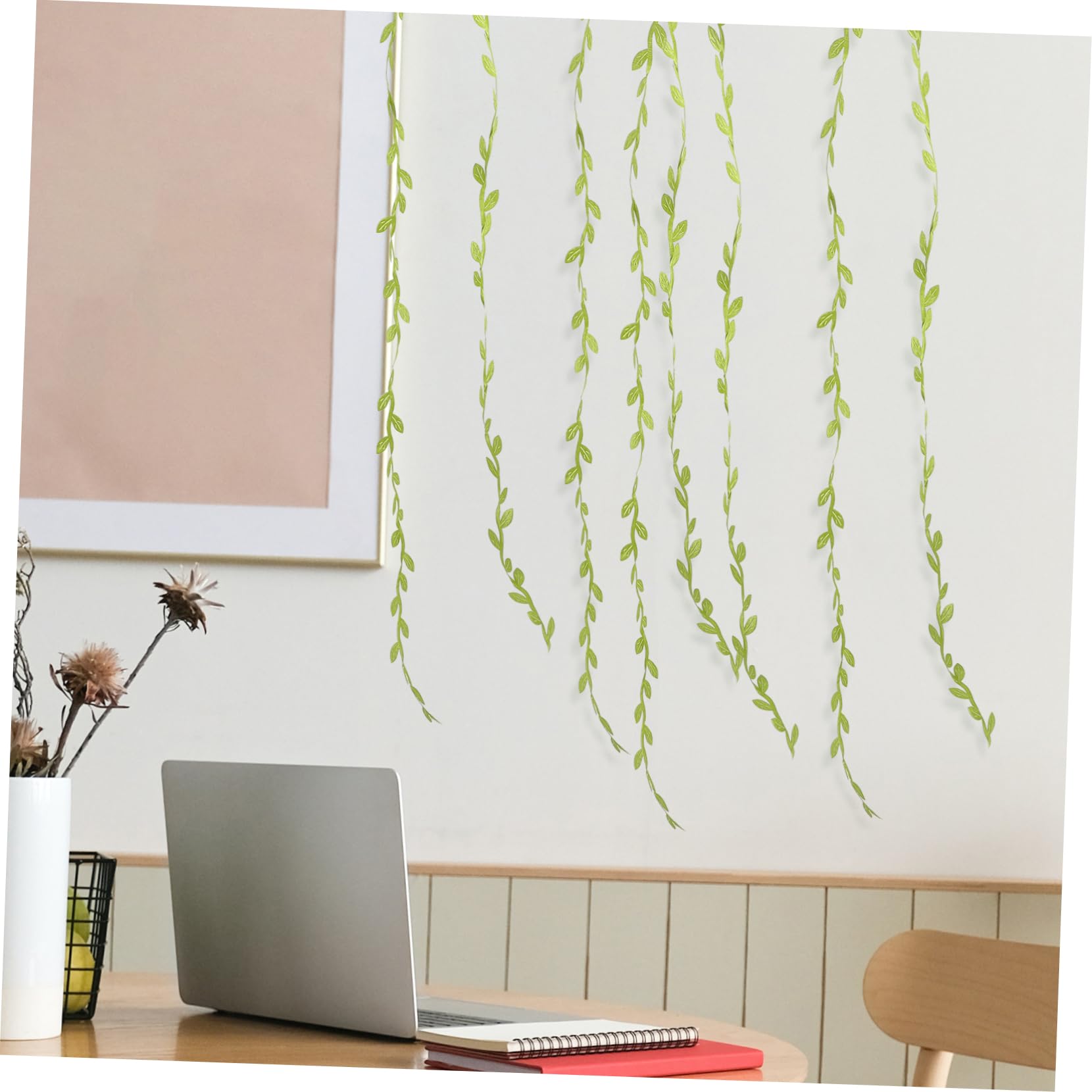 Housoutil 4 Rollos Ratán de Mimbre simulado Guirnalda Verde a Granel verdor Verde Colgando Guirnalda de Hojas Muro guirnaldas Colgante de Hojas de Sauce Decoración Colgante PVC