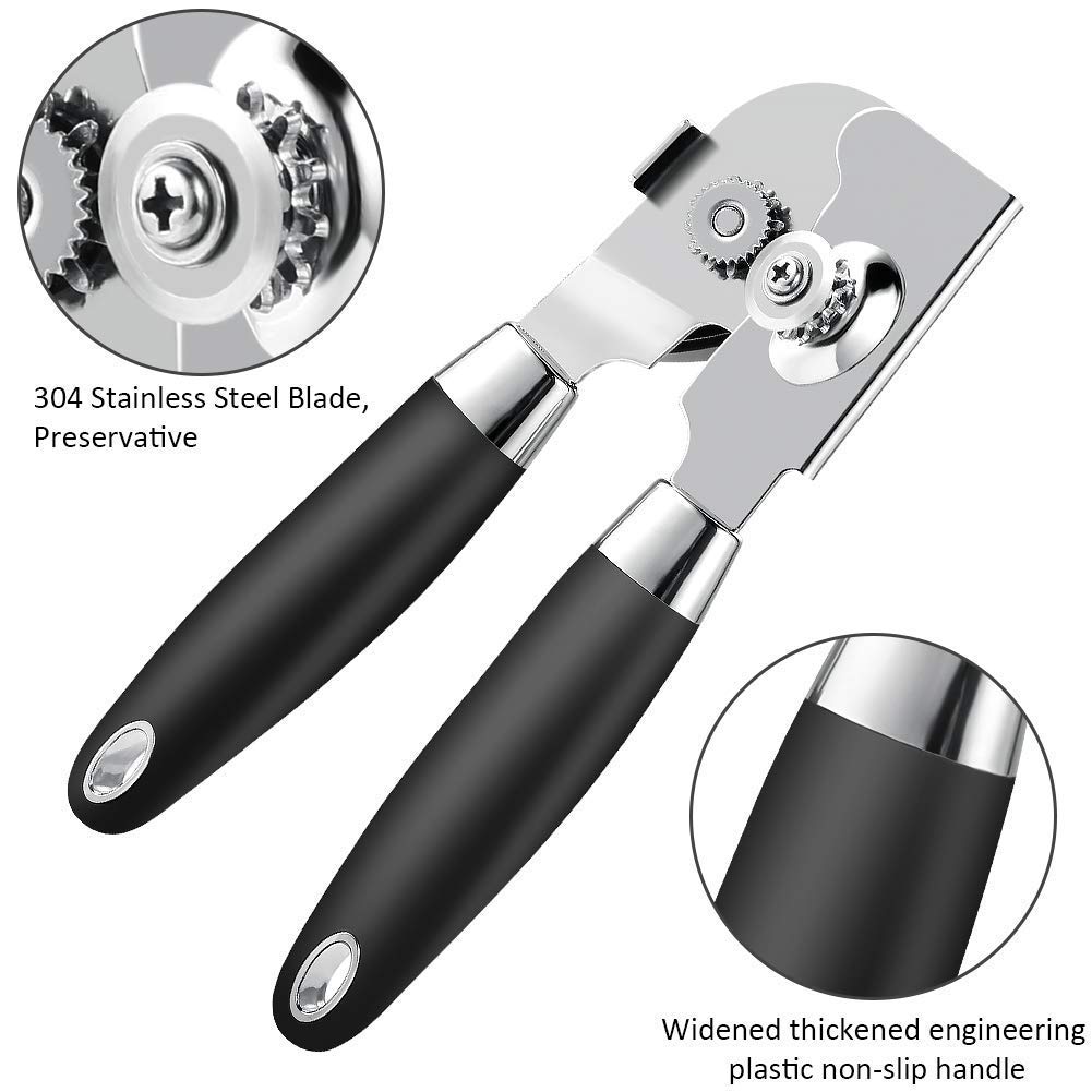 Apriscatole Manuale In Acciaio Inossidabile - Confezione Da 2 - Multiuso Con Impugnatura Antiscivolo - Apri Tappi Bottiglia E Barattoli - Utensile Da Cucina - 5