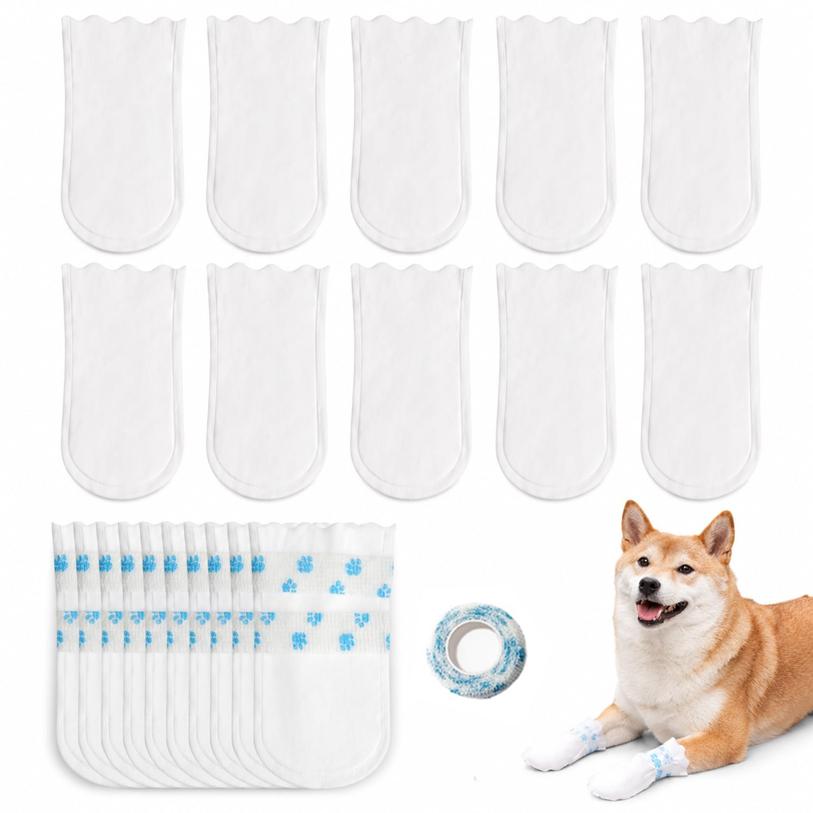 20 Pcs Disposable Waterproof Dog Paw Protectors for Medium Dogs