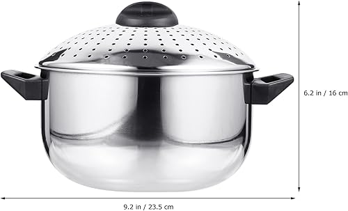 Miniatura 3 de Hemoton Olla de cocina de acero inoxidable para pasta, fideos, olla con colador, utensilios de cocina de 6.3 in/6.3 pulgadas de diámetro