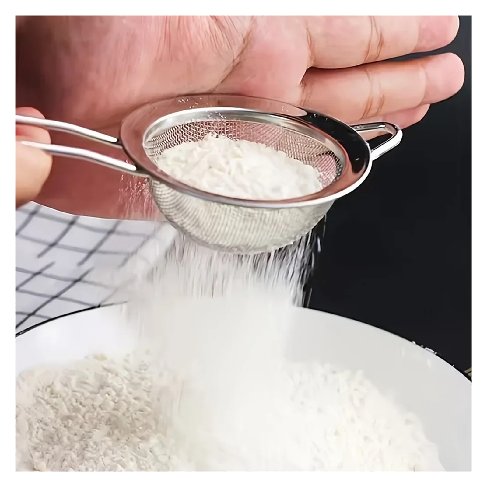 Juego de 3 coladores acero inoxidable malla fina for filtrar alimentos, jugos, harina, té, leche soja para Alimentos y Vegetales