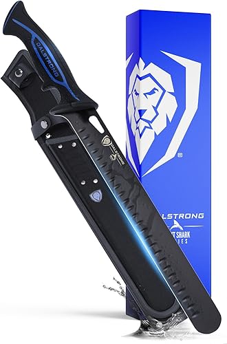 Dalstrong Cuchillo para cortar y tallar - 12 pulgadas - Serie Night Shark - 7CR17MOV acero de alto carbono - Hoja recubierta de titanio - Exterior y