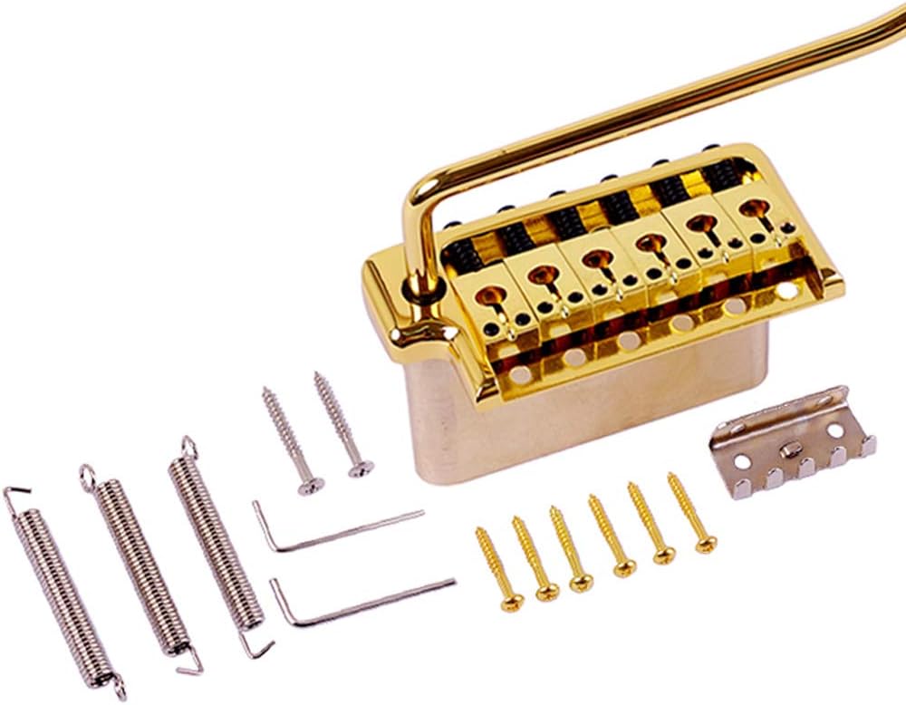 Alnicov Electric Guitar Tremolo System Brass Bridge System，Saddles Guitar Tremolo Bridge Accessories，for 6 String ST Electric Guitar