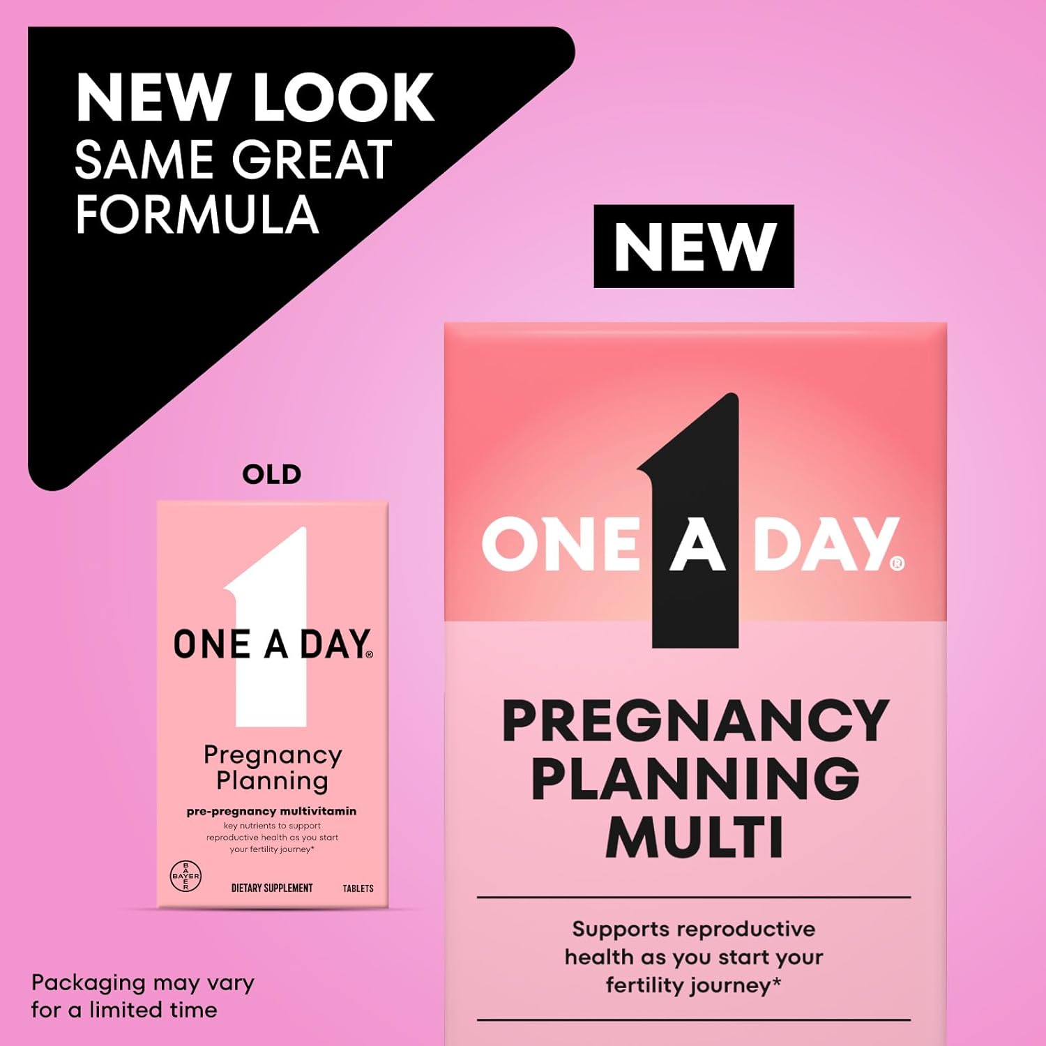 One A Day Pregnancy Planning Prenatal Multivitamin for Women, Pre Pregnancy Vitamins for Women with Methylfolate, Folic Acid, Zinc, Vitamin B12 & Vitamin D to Support Reproductive Health, 60 Tablets - Image 2