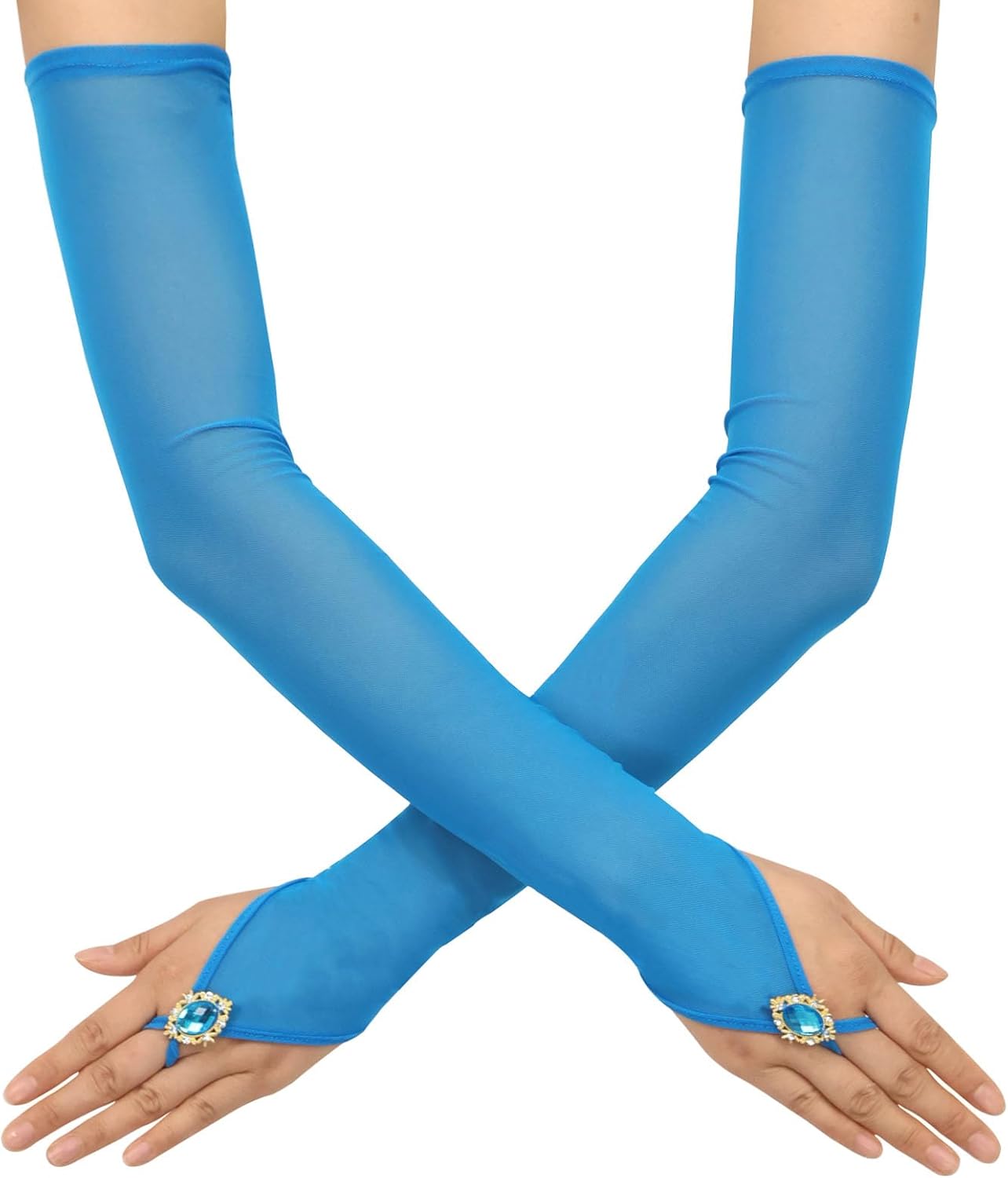 Opera Long Fingerless Gloves for Bridal Wedding Party Costume Stretchy Glove Mesh and Drill Gloves