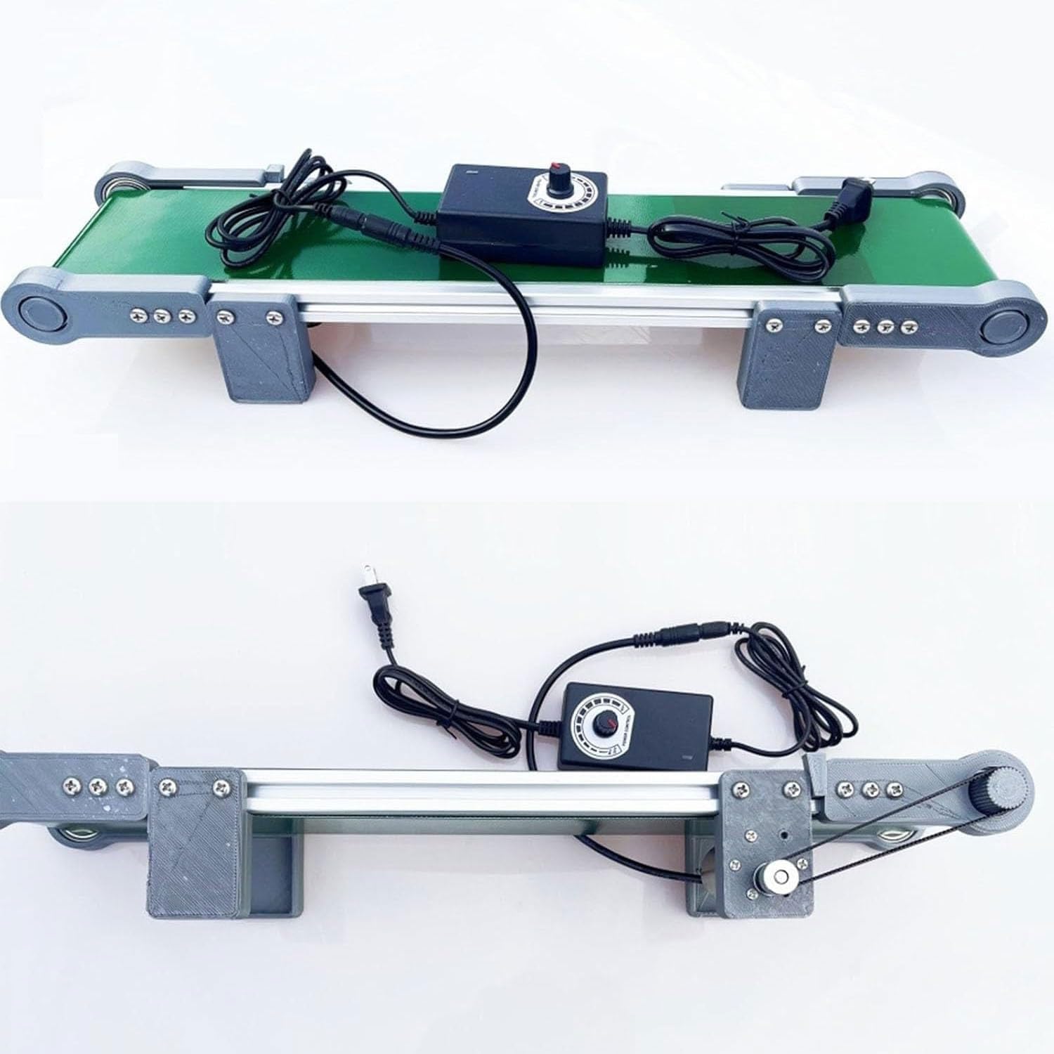 Mini tavola elettrica a nastro trasportatore, velocità regolabile 3 pollici/s, direzione avanti e indietro, efficiente attrezzatura per la movimentazione dei materiali (70 x 10 cm) per un facile
