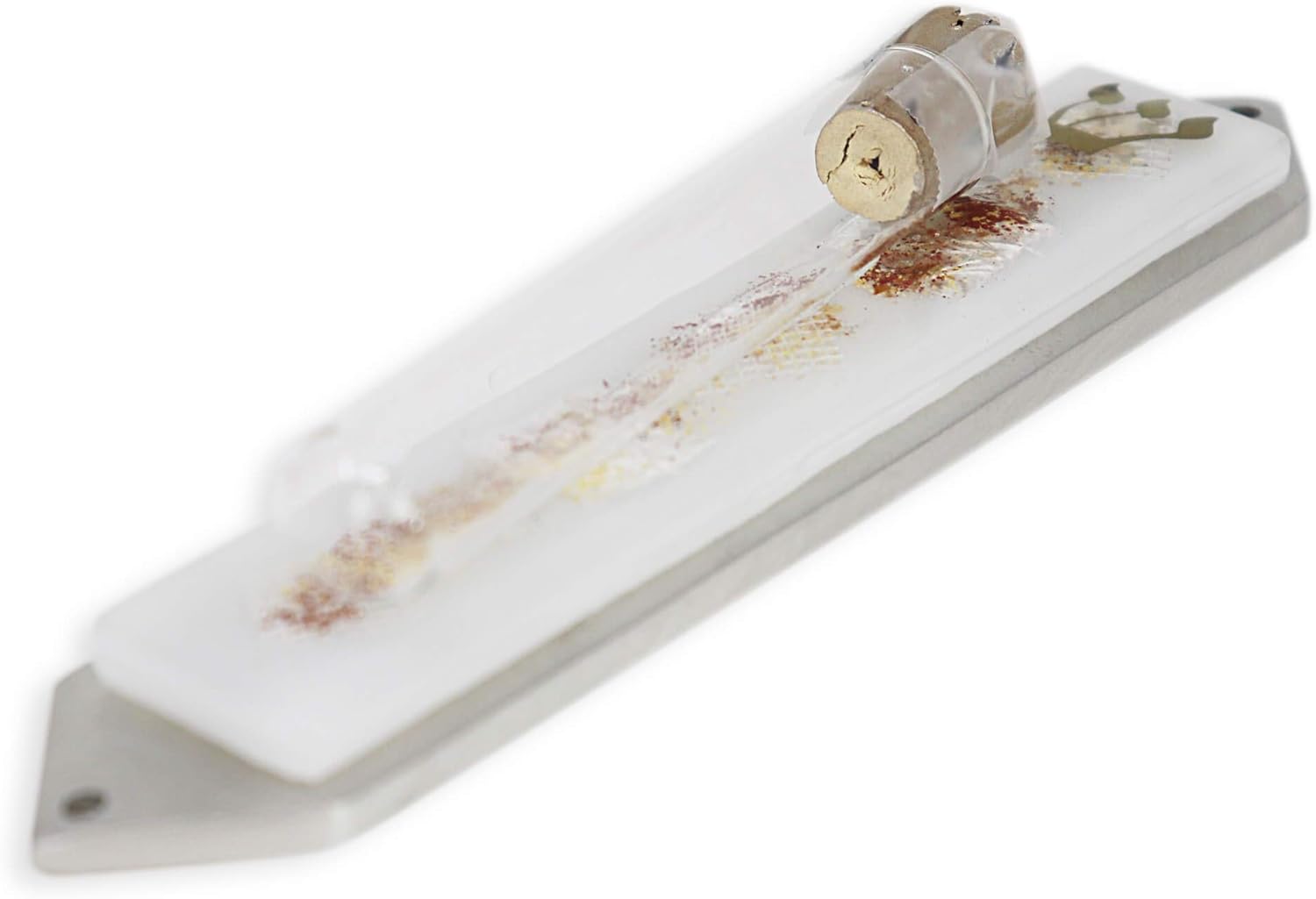 White Collage Wedding Glass Keepsake Mezuzah Case