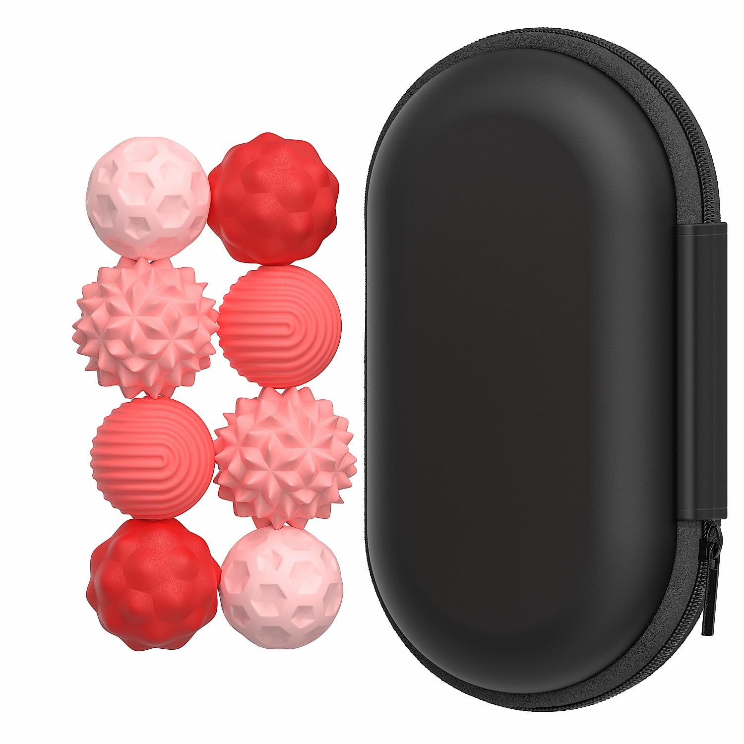Magnetic Balls Fidget Toys, Silicone Sensory Stress Relief Toys, Sensory Stress Relief Toy for Adults & Teens with Autism, ADHD, Anxiety, Quiet Desk Fidget for Office, Home or Travel (Red, 8pcs)