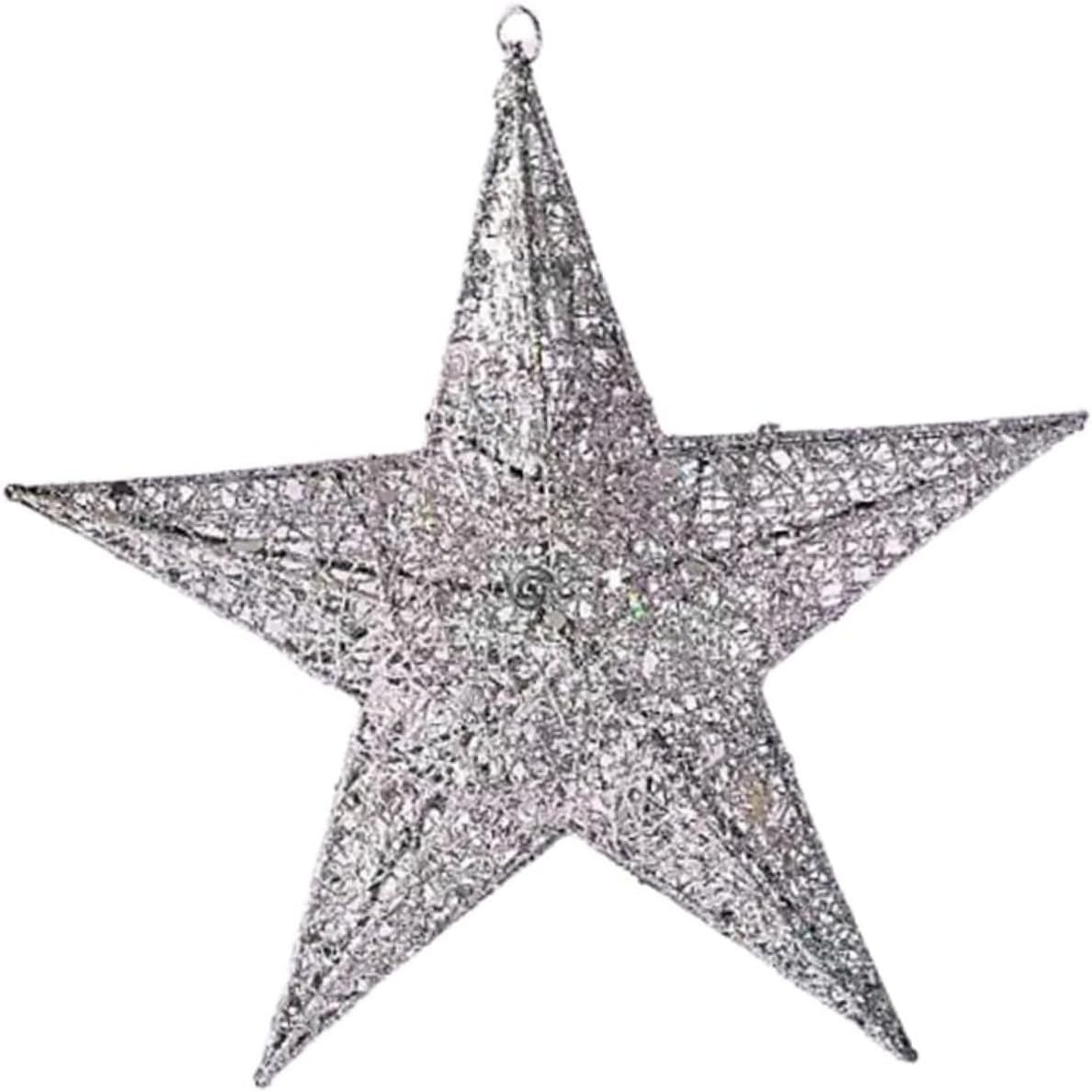 DOITOOL 3pcs Pentagram Ornament Christmas Tree Star Topper Decoration Ornaments Tinsel Indoor Decors Christmas Tree Top Star top for s Holiday Silver
