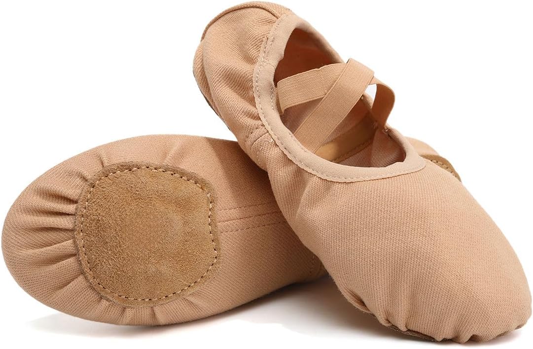 HROYL Girls Ballet Dance Shoes Women Stretch Canvas Split Sole Yoga Slippers