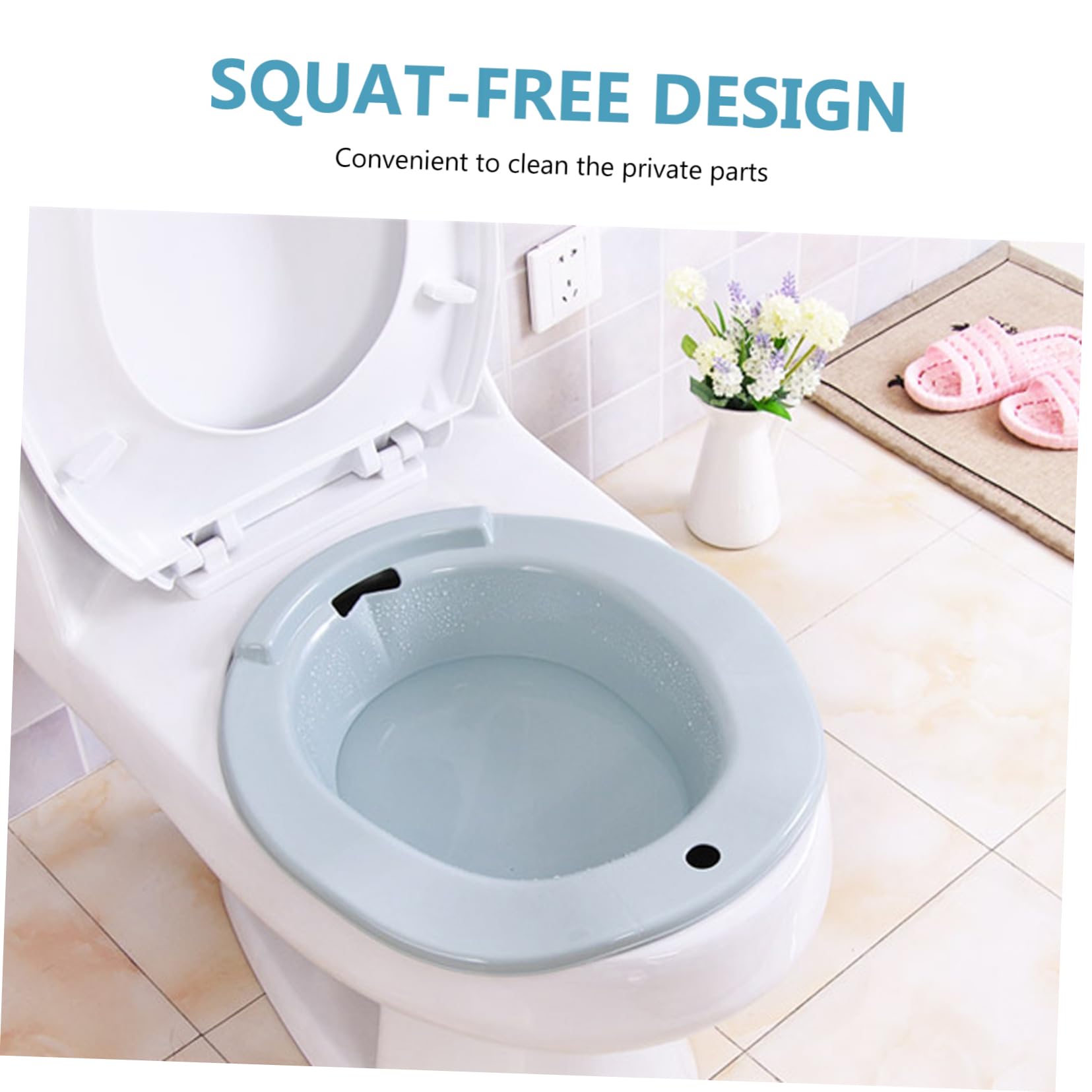 FRCOLOR Baño De Asiento Para Mujer Embarazada Azul Mango Lateral Diseño Ancho Adaptable Inodoro Cuenca Para Cuidados Postoperatorios Bidé De Remojo Higiene Personal