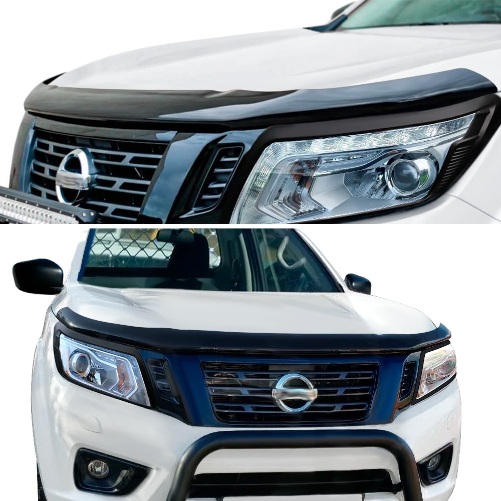 Motorhauben-Deflektor Insektenschutz für Nissan Navara 2016-2022 NP300 D23, PMMA, UV-beständig, wetterfest, glänzend schwarz
