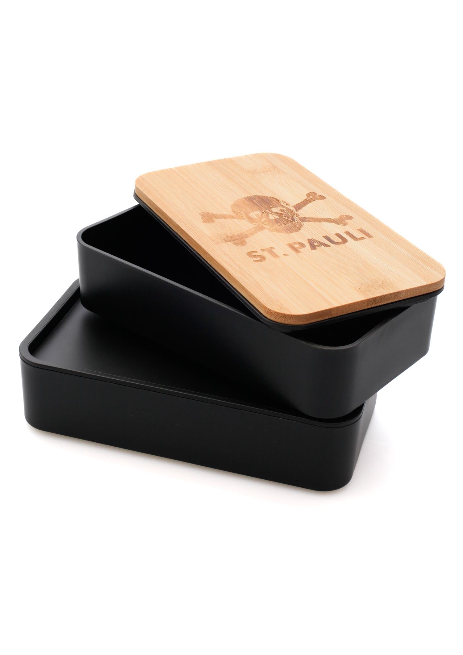 FC St. Pauli Lunchbox mit Besteck Totenkopf - Brotdose mit 2 Fächern á 500ml