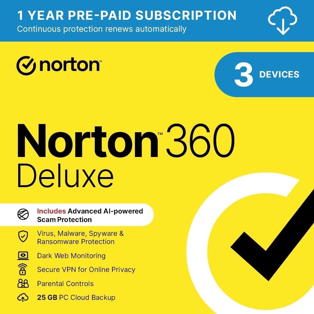 Norton 360 Deluxe 2026| 3 Devices | 1-Year Subscription with Automatic Renewal| Activation Code by email