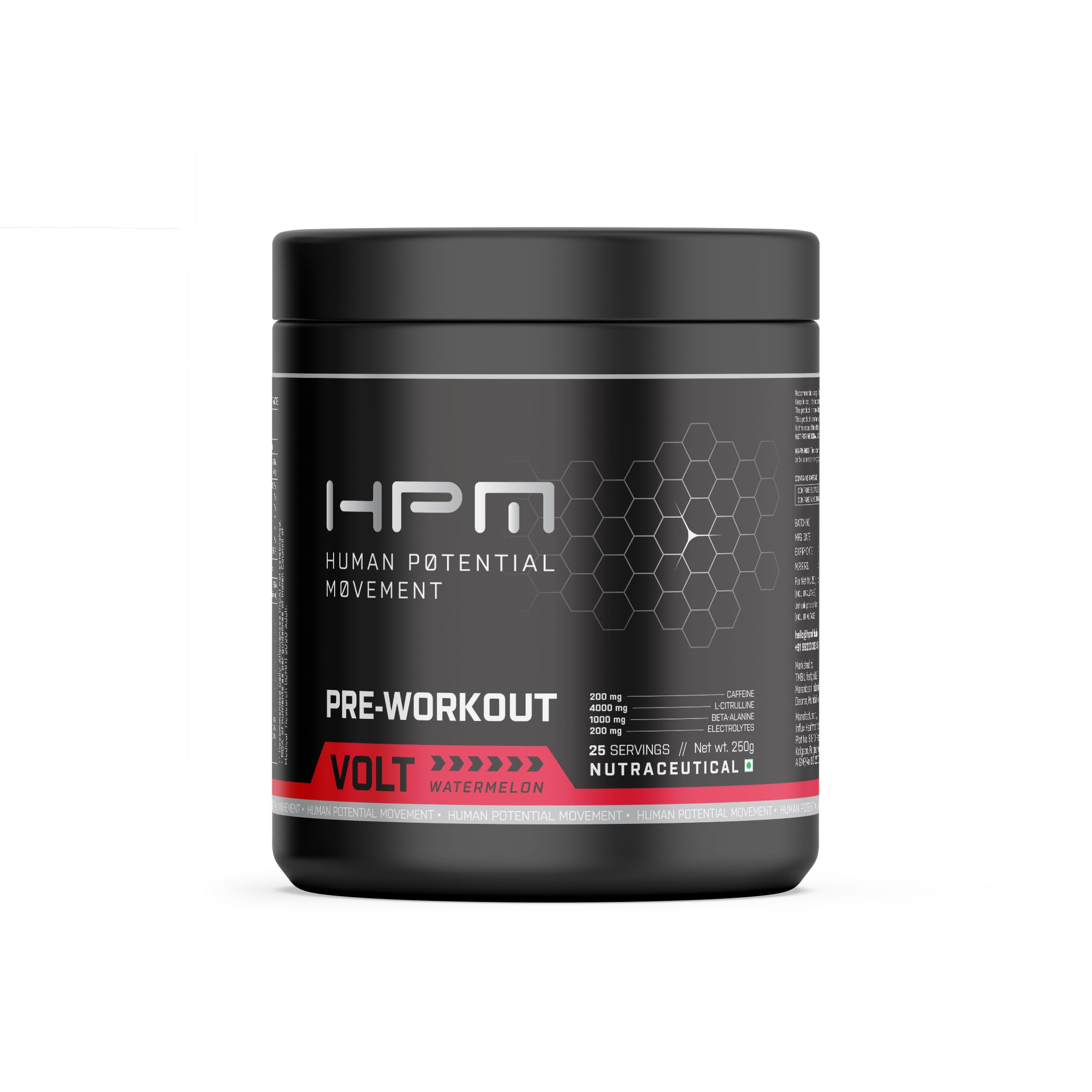 Human Potential Movement Pre Workout For Men & Women PreWorkout Supplements With Creatine & Caffeine For Men & Women Energy Drink Pre Workout For Performance & Energy Support Powder - 250gm Watermelon-image-48