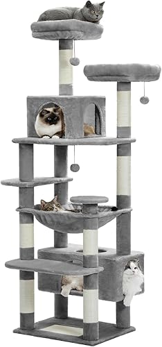 PAWZ Road Árbol grande para gatos, centro de actividades para gatos de varios niveles de 72 pulgadas, condominio de torre para gatos con postes