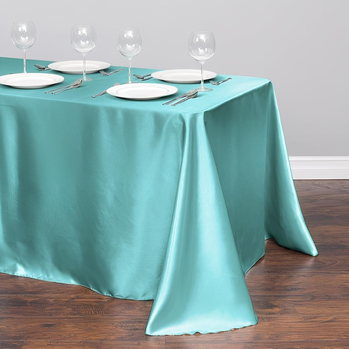 Chickwin Solid Colors Satin Tablecloth Rectangular Silky Table Cloth Washable Polyester Fabric for Indoor Outdoor Weddings Hotel Restaurant Banquet Table Decoration (Mint Green,145x366cm)
