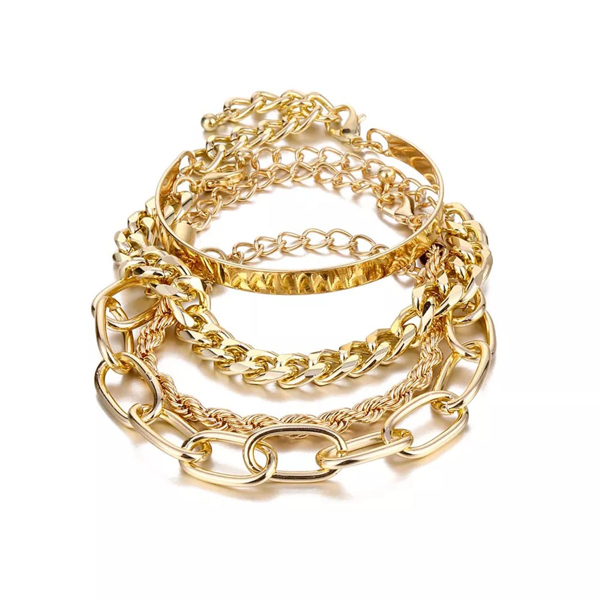 Jewels Galaxy Gold Plated Set of 4 Stackable Bracelet Set for Women and Girls (CT-BNG-49184) (B0BRBH3NSY) Amazon Price History, Amazon Price Tracker