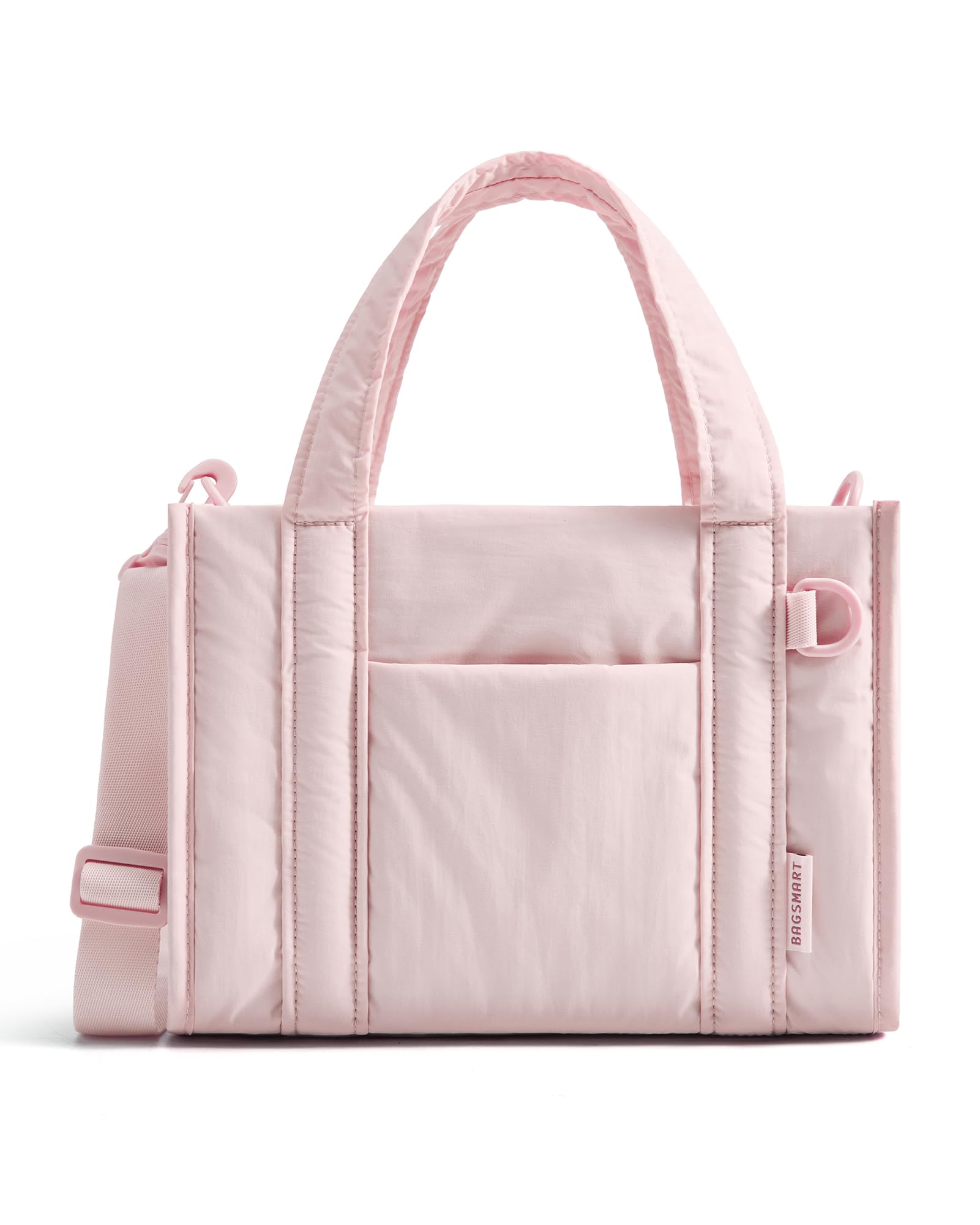 BAGSMART Boxy Tote Bag for Women, Crossbody Bag with Zipper, Crush Bow Purses for Travel Work College