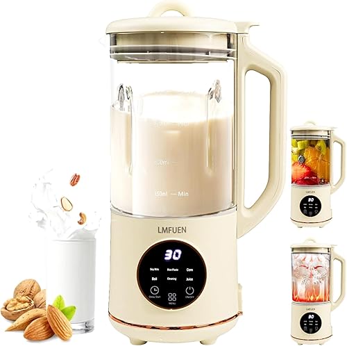 LMFUEN Máquina automática de leche de soja y nueces, 27 onzas líquidas, procesador de alimentos, pasta de arroz, jugo, licuadora caliente de