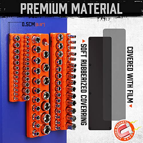 Magnetic Socket Organizer Set, Horusdy Metric 3-Piece Magnetic Socket Holder, 1/4", 3/8", 1/2" Holds 75 Pieces Magnetic Socket Trays. #TOP4