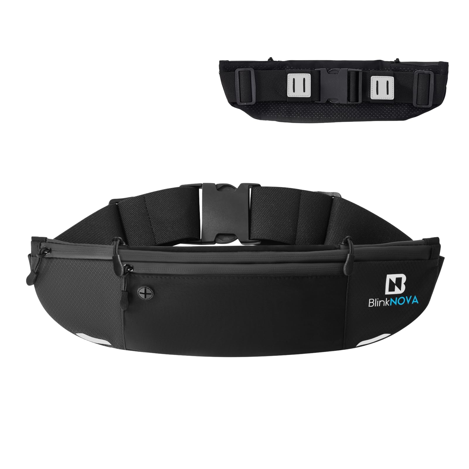 BlinkNOVA Running Belt – Lightweight Waist Pack with Zipped Pockets, Anti-Slip & Reflective – Adjustable Waist Bag for Phone, Keys & Essentials, Travel Money Belt & Passport Holder
