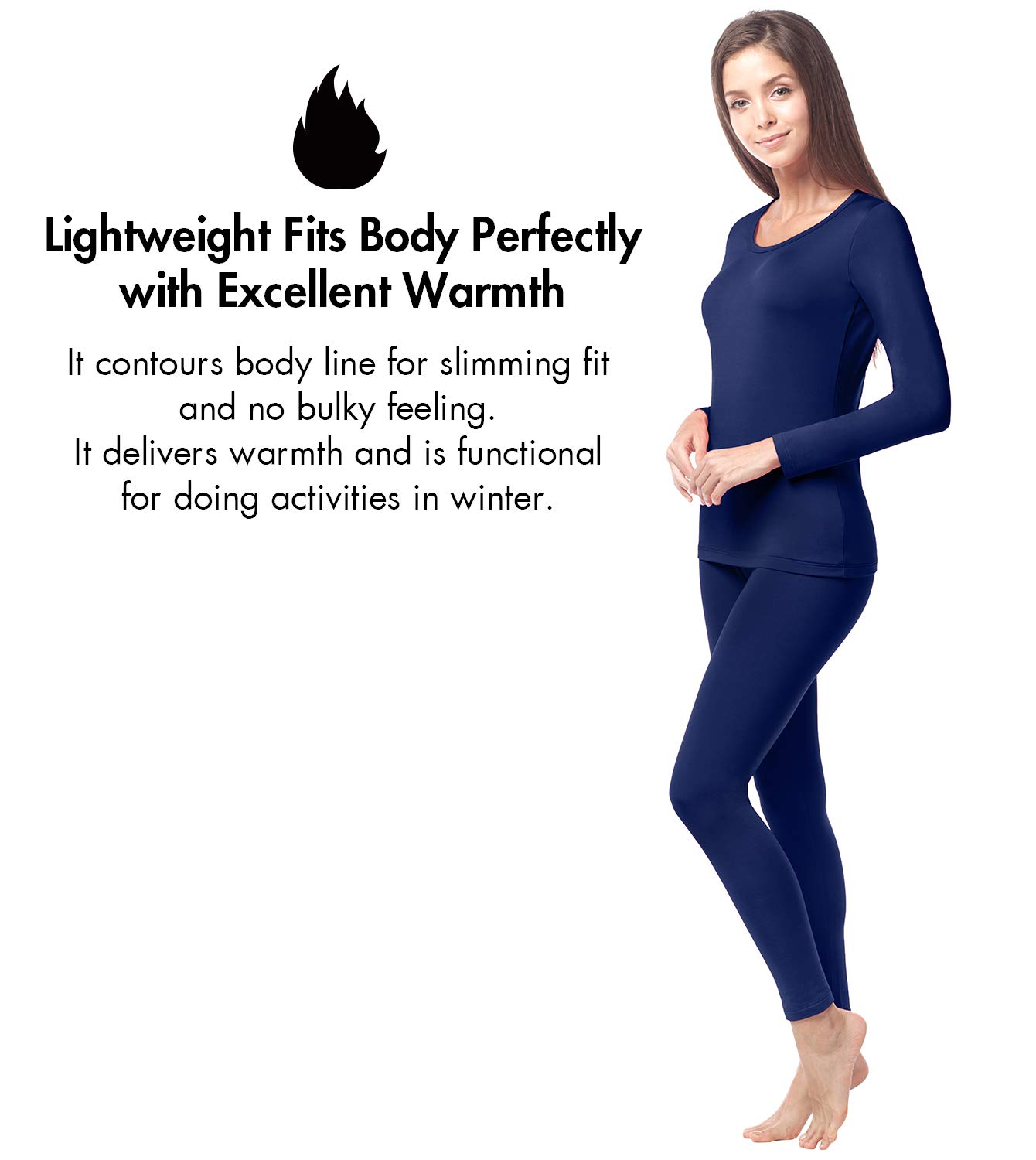 LAPASA Completo Termico Donna Fodera in Micropile Calore Base L17 - Abbigliamento Intimo Invernale Maglietta Pantaloni Calzamaglia Tuta Sci Trekking