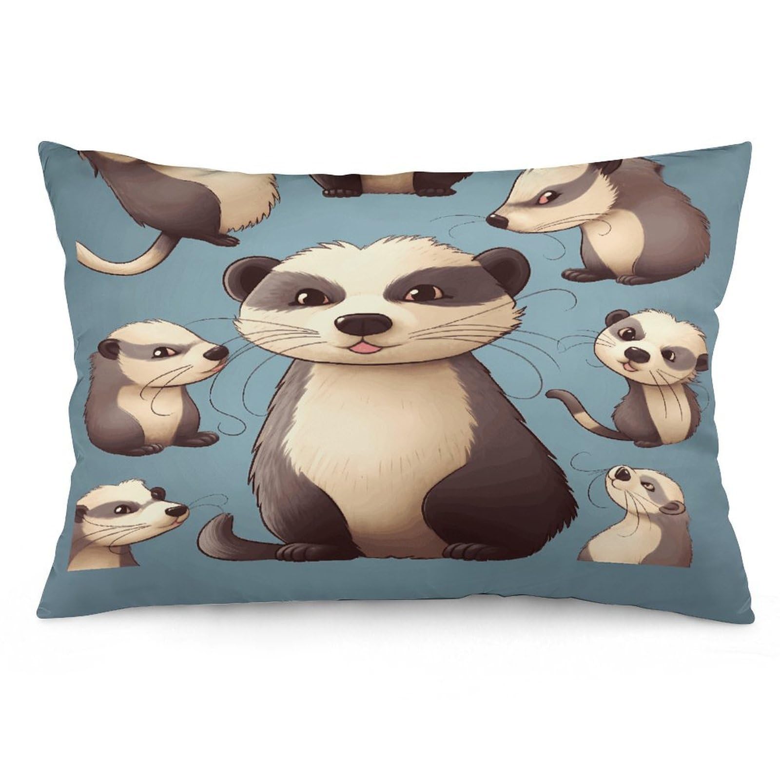 Hairy Ferret Throw Pillow Cover Soft Lumbar Pillow Covers with Zipper Breathable Rectangular Cushion Case Polyester Pillow Case Decorative Body Pillow Cover for Couch Bed