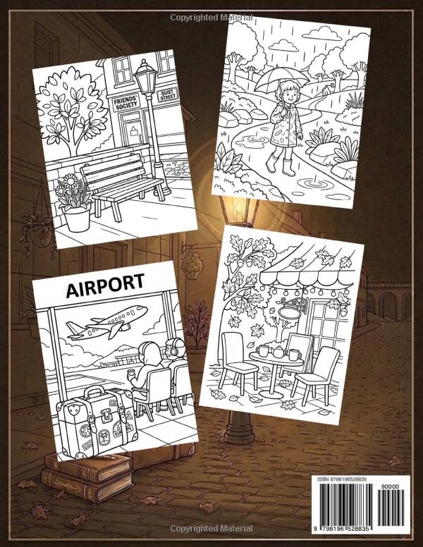 Cozy Travels & Slow Life Coloring Book: A Relaxing Journey Through Charming Streest, Nature and Simple Pleasures image 3